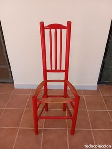 Antigüedades: SILLA DE MADERA ANTIGUO CON RESPALDO ALARGADO VINTAGE